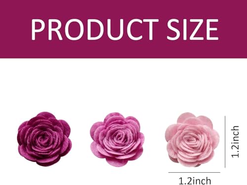24pcs Felt Fabric Flowers Embellishments for Crafts, 1.2 inch Nonwoven Appliques Ornament with 30 Stickers for DIY Gift Wrapping Cards, Sewing, Scrapbook, Photo Frame Album Decoration (Purple Series) - color: Purple Series