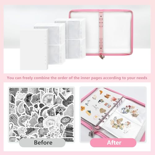 Reusable Sticker Storage Organizer Binder Collecting Book A5, Pink - color: Pink
