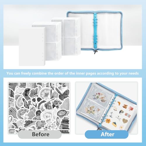 Reusable Sticker Storage Organizer Binder Collecting Book A5, Blue - color: Blue