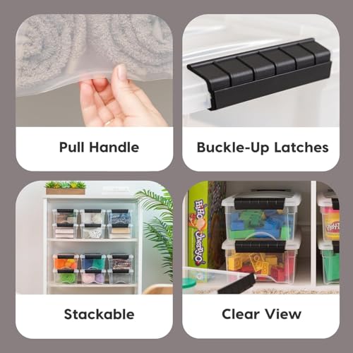 IRIS USA 3-Pack 6 Quart Storage Bins with Lids, Clear/Black - color: Clear, size: 6 Qt, style: 3 Pack