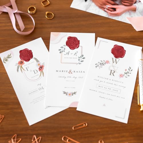 60 Pcs Wax Seal Stickers for Envelopes, Red Rose, 4 Flower Styles - color: Red