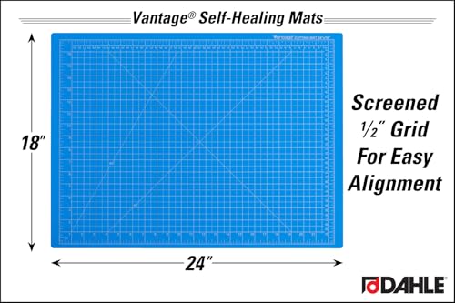 Dahle Vantage 10692 Premium Self-Healing Cutting Mat, 18"x24", 1/2" Grid, 5 Layers for Max Healing, Perfect for Crafts & Sewing, Blue - color: Blue, size: 24"L x 18"W