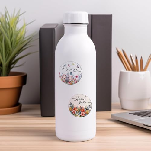 Pack 90 Pcs Little Wild Flower Baby Shower Stickers for Party Favors Kids Girls Toddlers Thank You Labels Birthday Supplies Cute Aesthetic Sticker Round Waterproof Vinyl Decals - color: Baby Shower A19
