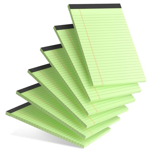 AILZFEI 6pcs Small Note Pad 5x8 College Ruled Green Legal Pads Paper Notepads 6 Pack Study Back Writing Pads 5 x 8 Legal Pads Perforated Narrow Ruled Pads of Paper Green - color: Green