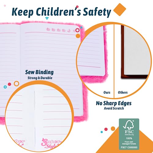 SuperStyle Lockable Cat Secret Diary, Journal Notebook for Girls Ages 6-8 - color: Multicolor