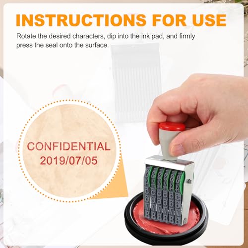 PATIKIL 6 Digits Roller Stamp, 2 Pcs Personalized 7.5mm Number 0-9 Symbol Rolling Stamp for DIY Stationery Scrapbooking Office Business, Gray - size: 6 Digits/7.5mm