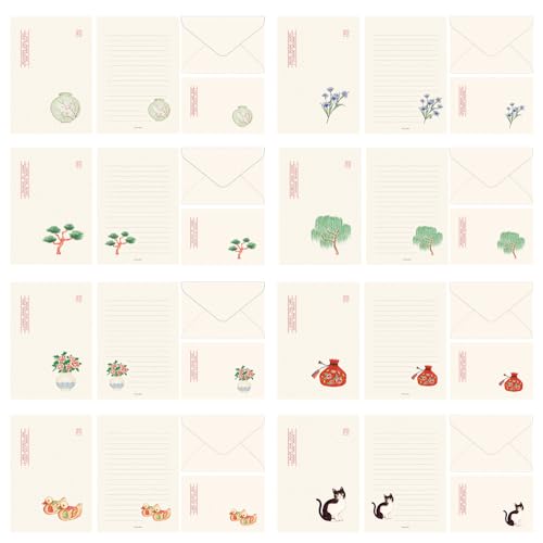 Monolike Minwha Letter Paper and Envelopes Set - 8Type, 32 Letter Paper + 16 Envelopes - color: Minwha