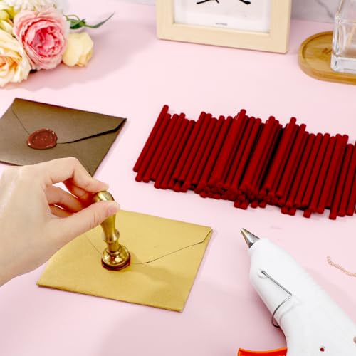72 Pack Red Hot Glue Sticks Bulk, 0.27x4 Mini Wax Sticks for Stamp Seals Car Dent Repair Handmade DIY Art Craft Home Office Project Craftwork Fix & Repairs - color: Red, size: 0.27x4 inch/72 Pack