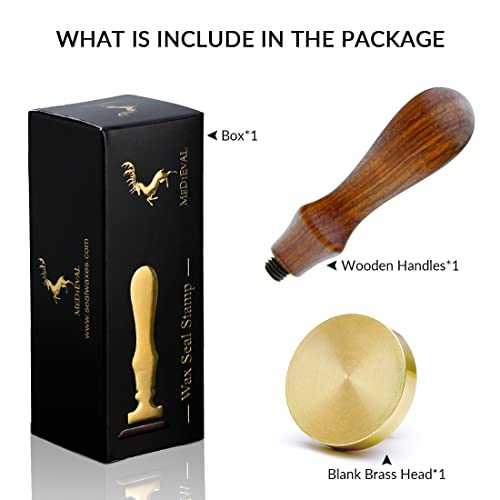 Blank Brass Wax Seal Stamp, Round Metal Stamp Head No Design, 1 inch - color: Blank in Gold
