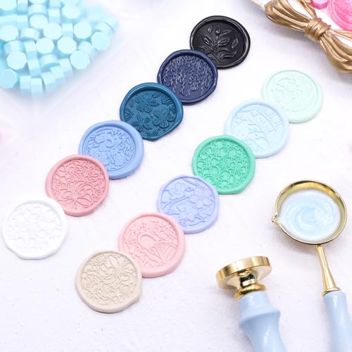 Gray Blue Wax Seal Beads, HOSEALING Premium 360pcs Sealing Beads for Wax Seal Stamp, Metallic Blue Sealing Wax Pellets Refill Pack for Wax Seal Kit, Wedding Invitations, Envelope Letter Sealing - color: Gray Blue