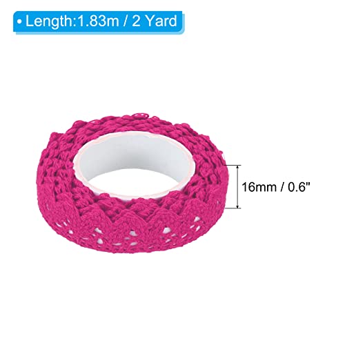 PATIKIL 0.6" Wide 2 Yards Self-Adhesive Lace Tape Lace Ribbon, 3 Pack Cotton Washi Trim Stickers Masking for Craft Scrapbooking DIY Card Making, Rose Red - color: Rose Red