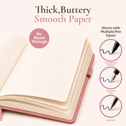 Lined Journal Notebook Hardcover Leather Bound 200 Pages A4 Pink Cute Diary - color: Pink, size: A4 200 Pages