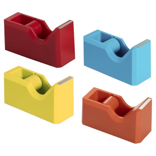 JAM PAPER Colorful Desk Tape Dispensers - Assorted Rainbow Colors - 4/Pack - color: Assorted Rainbow Colors, size: Pack of 4