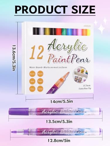 EBANKU 12 Colors Nail Art Pens Set, 3D 0.7MM Graffiti Acrylic Paint Nail Art Quick-Drying Nail Point for DIY Manicure Tools - color: 0.7MM（B)