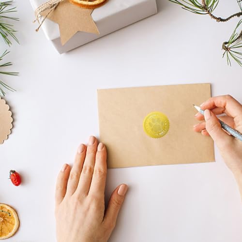 CRASPIRE 408Pcs Dog Paw Print Gold Foil Embossed Stickers 2" Honor Roll Self Adhesive Envelopes Seals Round Labels for Wedding Invitation Graduation Corporate Certificates Diplomas Gift Wrapping Decor - style: Arts Crafts