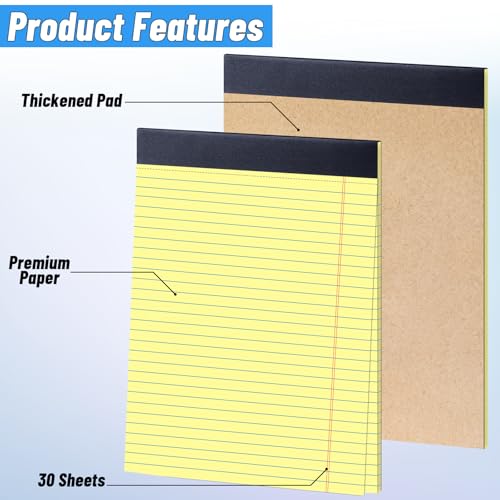 48 Pack Yellow Legal Pads Bulk 8.5 x 11 Wide Ruled, Perforated Writing Pad 30 Sheets, Bulk Notepad with Thick Paper, 8-1/2 x 11 Note Pads Yellow, Lined Paper Notebooks for Office School Home Supplies - color: Yellow-48Pack