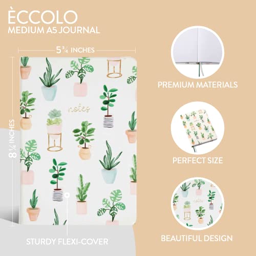 WORLD TRAVELER Eccolo A5 Lined Journal 256 Ivory Pages Lay Flat 6x8 - color: Botanical Bliss