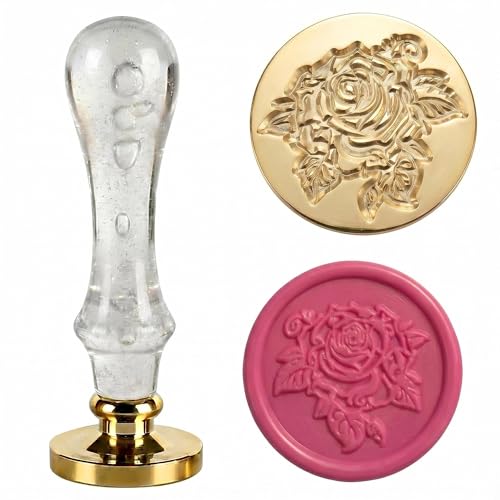 LANKIN Rose Wax Seal Stamp, Floral Plant Theme; 25mm Brass Head(No.12) - color: Rose-12