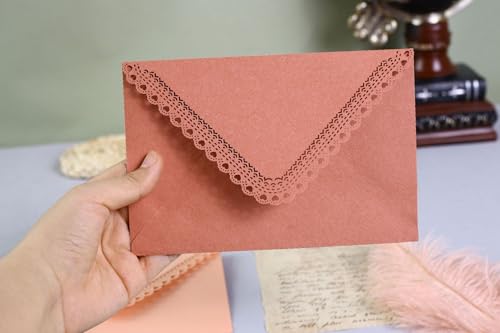 160mmX113mm 10 pieces Lovely Makaron Color Vintage Hollow Lace Envelopes - color: Orange