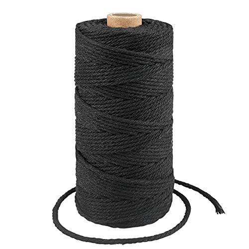 G2PLUS 3MM Cotton String,328 Feet Black Natural Twine for Crafts & Bakers - color: Black, size: 3mm x 100m
