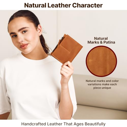 Leather Insert for Pocket Size Notebook (4" x 5.1") – Handmade Notebook Organizer with Card Slots & Zipper Pocket, Refillable Journal Insert, Travel Notebook Insert, Planner Insert, Warm Brown - size: Pocket Size