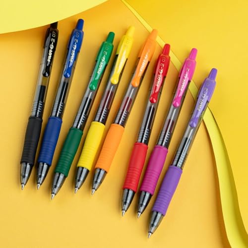 PILOT G2 Gel Roller Pens, G2 Rainbow Colors Pack, 8 Pack Pouch, Assorted - color: Assorted 8