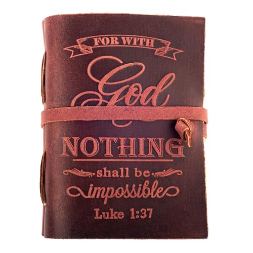 LEATHER VILLAGE Journaling Bible Nothing Impossible Verse, Fuchsia 7x5. - color: Fuchsia, size: 7 inches X 5 inches