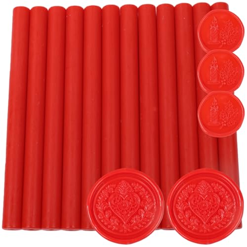 12 Pcs Glue Gun Wax Seal Sticks for Wax Stamp, Vintage Sealing Sticks Set Suit to 0.43'' Glue Gun Great for Wedding Invitation, Cards, Envelopes, Christmas Ideas (Red) - color: Red