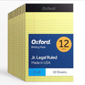 Oxford Premium Legal Pads, 12 Pack, Premium Note Pads, 50 Jr. Legal Ruled 5" x 8" Sheets, Canary Yellow Paper with Firm Back, Small Portable Notepads - size: 5 x 8