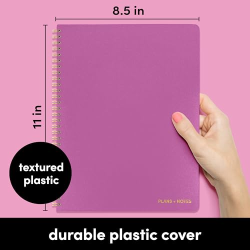 PAPERAGE Undated Daily Planner & To Do List Notepad (Raspberry), 8.5 in x 11 in, Spiral Bound Planner Notebook for Work, School or Home, 104 Lined Pages With Date Tracker for Plans & Notes - color: Raspberry, style: Spiral Large