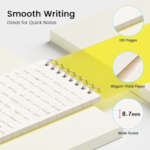 BEYONG Pocket Notebook, Small Mini Spiral Notepad 3x5 | Flex Fit. Quick Notes. - color: Brown