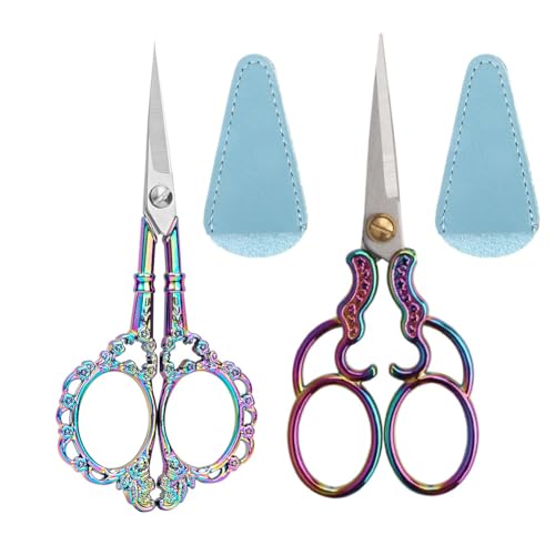 Small sharp scissors-5 Inch Precision Scissors with Cover-3 pack Sewing Embroidery Crafting Scissors Stainless Steel (Colored-A) - color: Colored-a