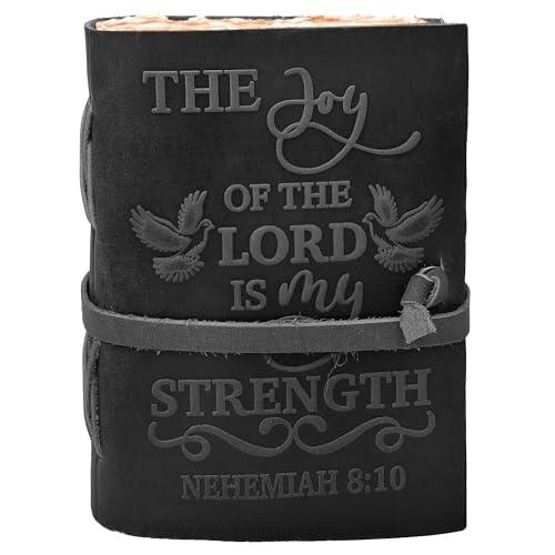 LEATHER VILLAGE Journaling Bible Joy Verse, Black 7x5. - color: Charcoal Grey