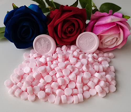 400 Pieces Sealing Wax Beads Seal Stamp, PORXFLY Pink Wax Seal Beads Great for Wedding Invitations, Wine Packages,Cards Envelopes, Gift Wrapping (Light Powder) - color: Light Powder