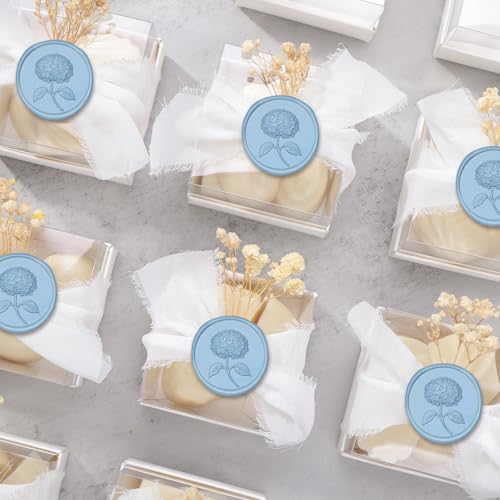 UNIQOOO Wax Seal Stickers - 3D Hydrangea Floral Wedding Invitation Envelope Seal Stickers, 50 Pcs Self- Adhesive Botanical Stickers, Perfect for Invitation, Christmas, Gift Wrapping (Dusty Blue) - color: Dusty Blue