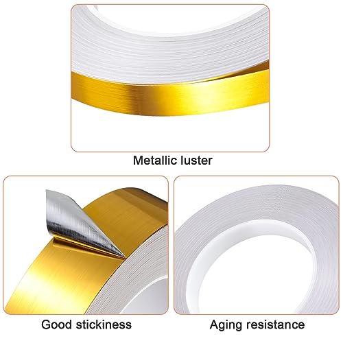 Zonon Gold Washi Tape for Wall Decor Self Adhesive 10/15/20mm | Gold Foil Pinstripe Tape, Mirror, 3 Widths Total 164 Yards, Easy to Apply for Furniture Car Arts Graphic Decoration - color: Gold, size: 10/15/20mm