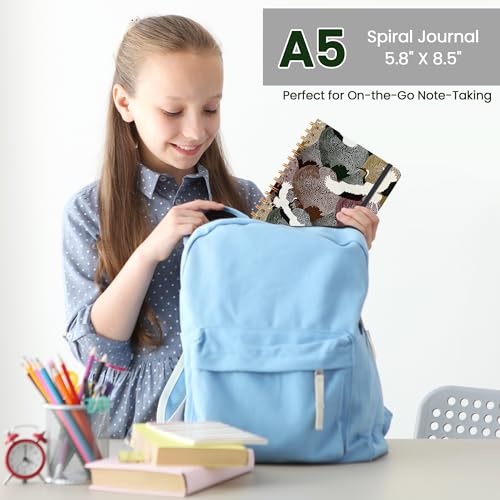 Lined Spiral Journal Notebook, A5 College Ruled Notebook for Note-Taking - color: V.Forest Cranes
