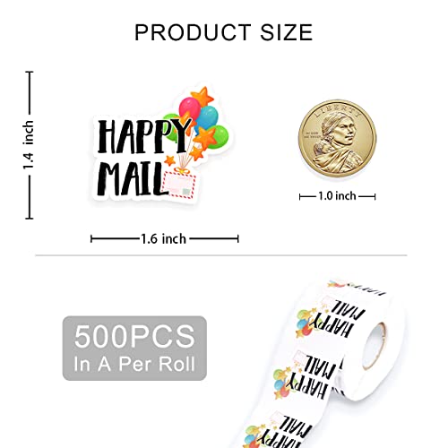 Cute Happy Mail Stickers,Small Business Sticker for Mail Envelopes Shipping Package Packing 500 PCS