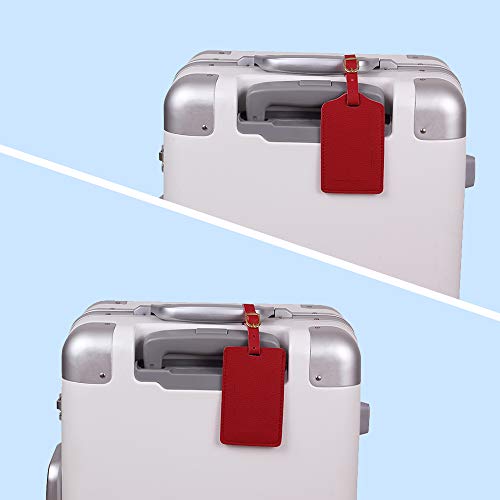 Vigorport Luggage Tags, Leather Personalized Suitcase Tag Set of 4 Pack - color: Red