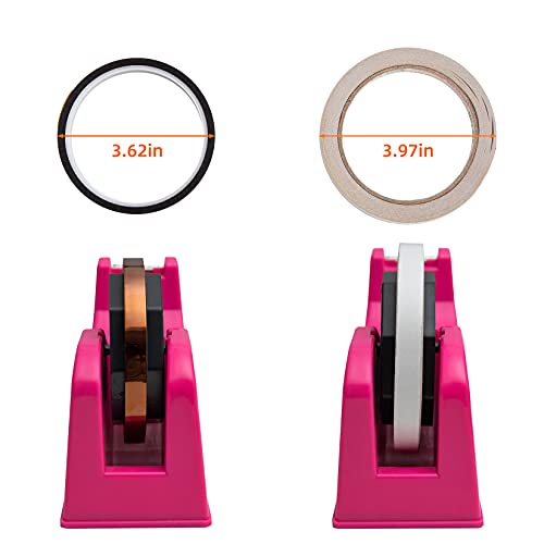 Desktop Tape Dispenser Adhesive Roll Holder (Fits 1" & 3" Core) with Weighted Nonskid Rose red - color: Rose Red