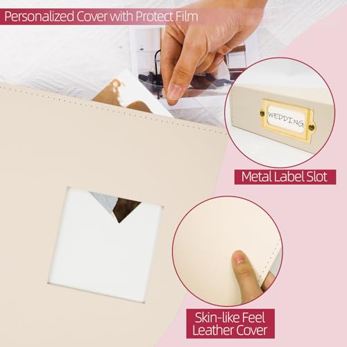 Vienrose 8.5x11 In 3 Ring Scrapbook Photo Album Leather Beige 100 Pages | Diy Photo Album With 50 Plastic Sleeves, Blank Scrapbooks, Photobook, Wedding Baby Family Anniversary - color: Beige, size: 8.5" x 11" 50 Sheets