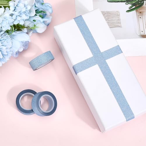 GORGECRAFT 10M*15mm*3 Rolls Glitter Adhesive Tape Foil Masking Tapes Sky Blue Washi Paper Stick for DIY Scrapbook Decorative Adhesive Sticker Craft and Gifts Wrapping Car Furniture Walls - color: Sky Blue