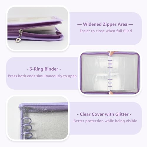 A5 Sticker Storage Organizer Binder Collecting Book Album, Purple - color: purple