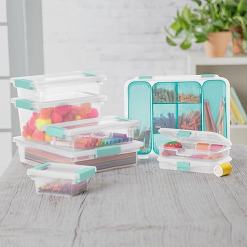 Sterilite Clip Box, Stackable Clear Plastic Bins- Small, 24-Pack | Storage Containers with Latching Lids for Writing, Arts or Crafts Supplies - Home, Office, Classroom & Workshop Organization - size: Small, style: 24 Pack