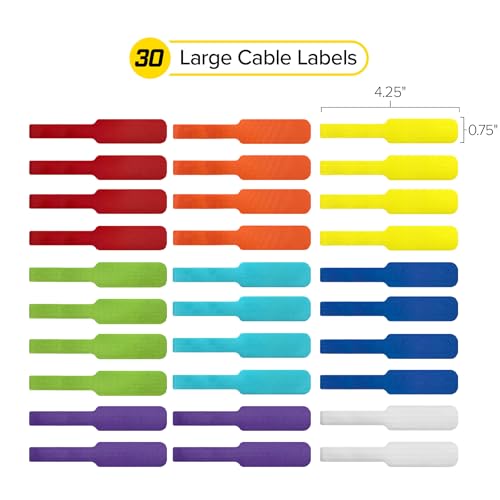Cable Labels - Wrap-It Storage - Large, Multi-Color (30-Pack) - Colorful Labels for Basement and Office Organizing | Colorful Labels for Basement and Office Organizing - color: Assorted Colors, size: Large
