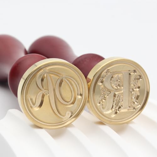 Letter Wax Seal Stamp Kit, Andotopee Wax Seal Kit Initial Alphabet R Sealing Wax Stamp Head 2pcs, Vintage Monogram Wax Stamp Seal Kit with 200pcs Assorted Wax Seal Beads, Wax Seal Spoon, Wax Seal Pen - style: Letter R Wax Seal Stamp Kit