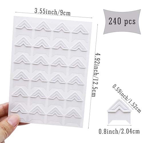 240 Pieces Photo Corners Self Adhesive Photo Corner Stickers, Picture Mounting Corners Acid Free Photo Corner for DIY Scrapbook, Album, Picture Frames, Journal Supplies (White)
