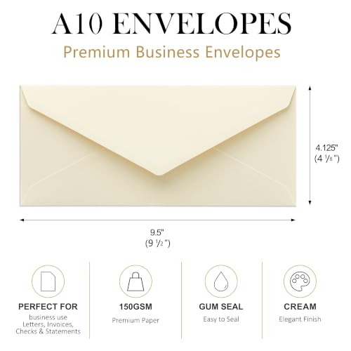 PONATIA 50 Pack #10 Business Envelopes, Cream 4.13 x 9.49'' Envelopes - color: Cream