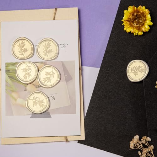 Pollize 50Pcs Wax Seal Stickers, Wedding Invitation Envelope Stickers - color: Ivory White