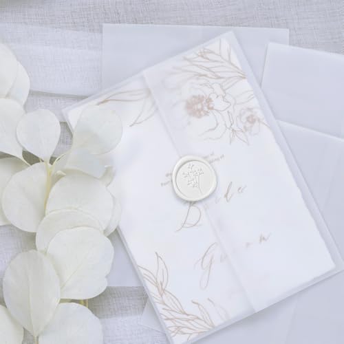 UNIQOOO Wax Seal Stickers - Baby‘s Breath Wedding Invitation Envelope Seal Stickers, Botanical 50 Pcs Self- Adhesive White Stickers, Perfect for Invitation, Gift Wrapping, Crafts (Snow White) - color: Snow White